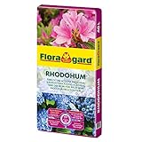 Floragard Rhodohum 40 L • Spezialerde • für Rohododendron, Azaleen, Blaubeeren und andere Moorbeetpflanzen • zur Bodenverbesserung • mit dem Naturdünger Guano